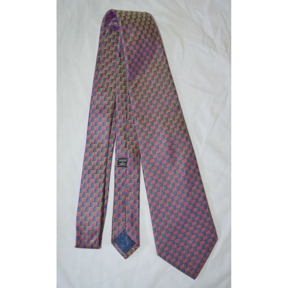 THOMAS PINK Men's Necktie Tie Green Pink Blue Iridescent SILK Made In England